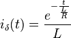 i_\delta (t) = \frac{e^{-\frac{t}{\frac{L}{R}}}}{L}